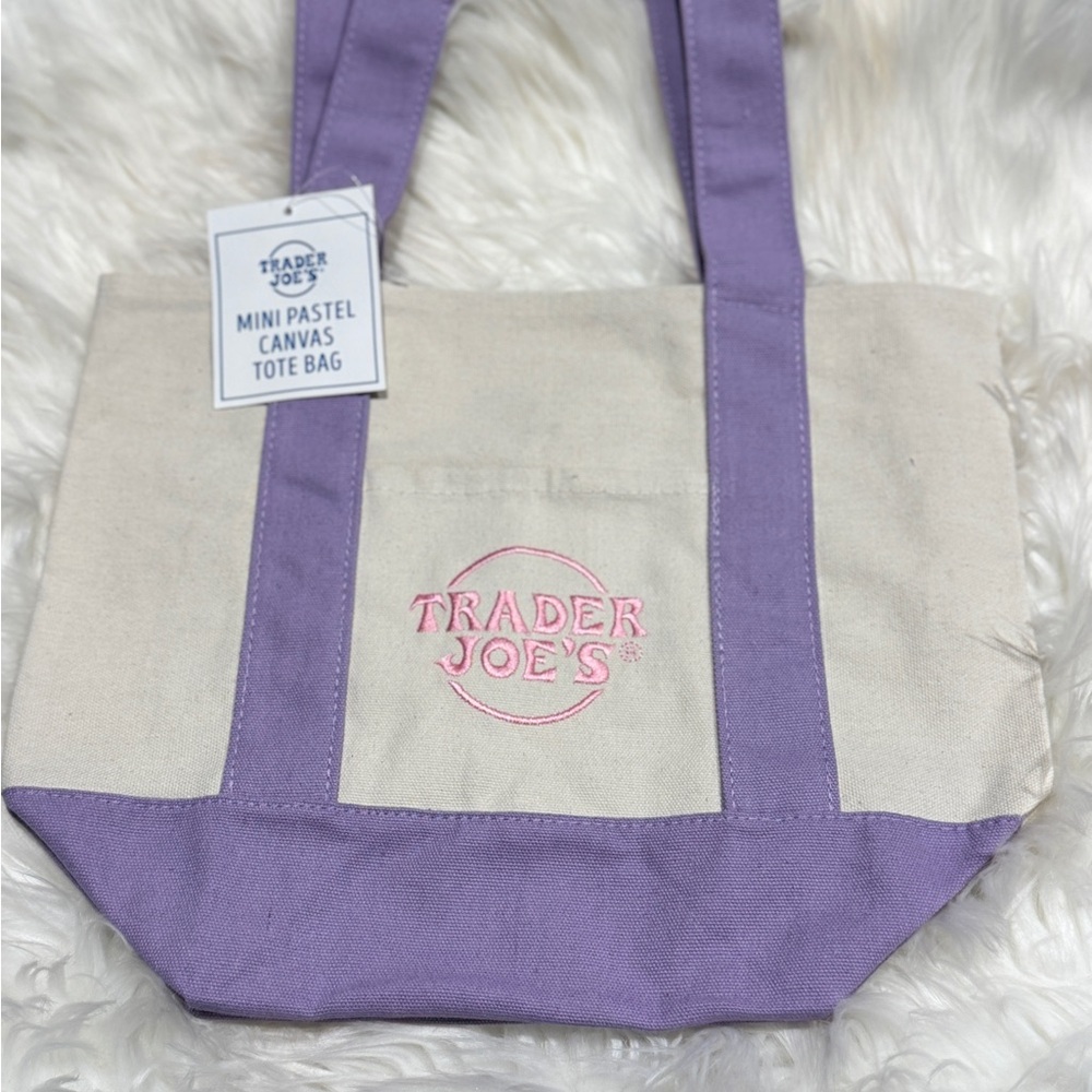 Trader Joe’s mini pastel canvas tote bag